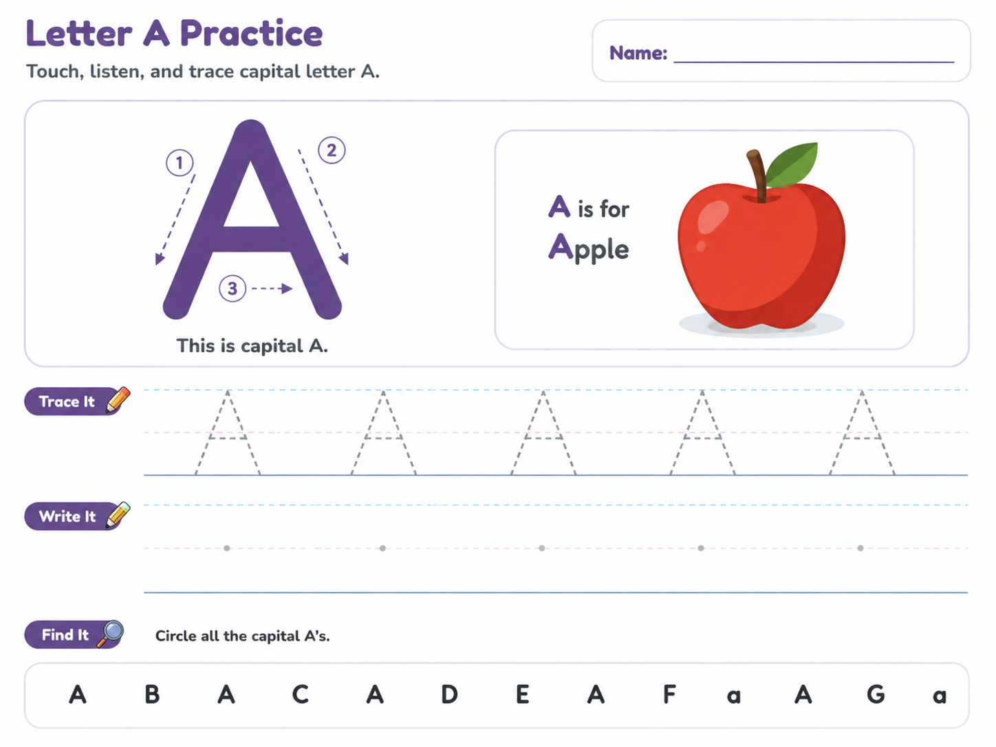 Letter A Practice preview